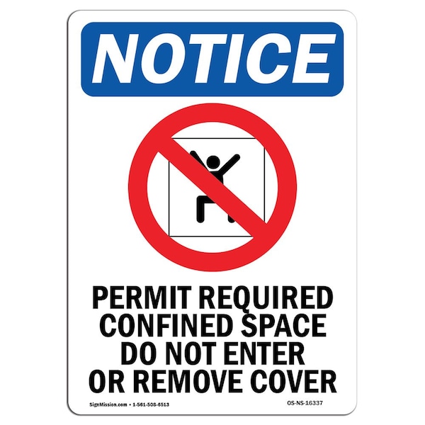 OSHA Sign, Permit Required With Symbol, 24in X 18in Rigid Plastic, 18" W, 24" H, Portrait